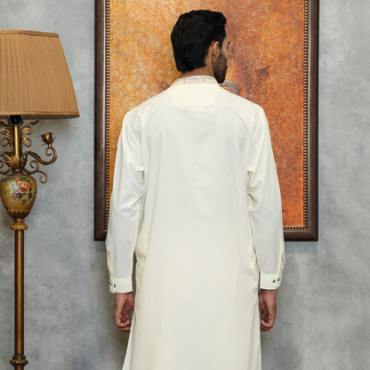 Poly Viscose Vanilla ice Classic Fit Embroidered Suit