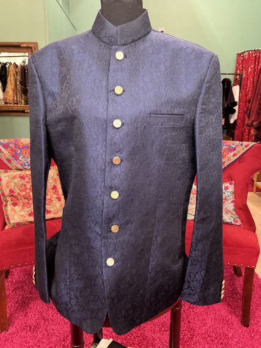 Premium Jamawar Blue Jacket