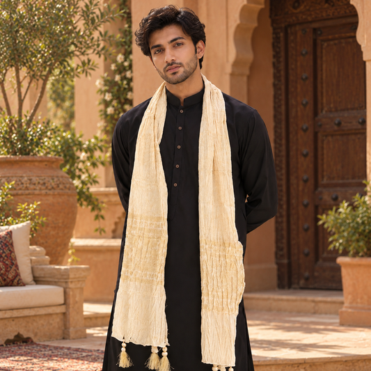 Jamawar Double Cream Stole