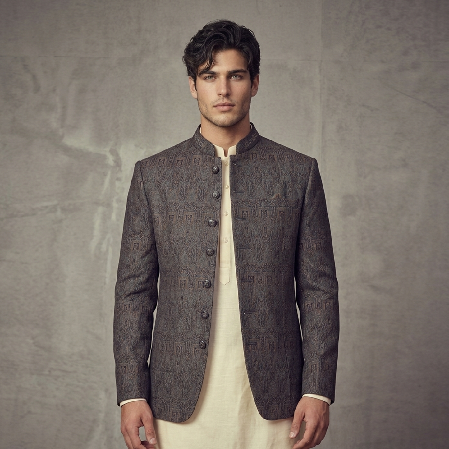 Jamawar Gray Couture Jacket