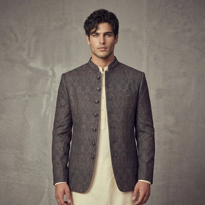 Jamawar Gray Couture Jacket
