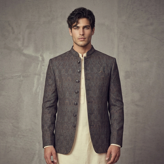 Jamawar Gray Couture Jacket