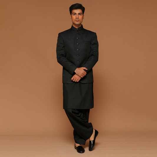 Jamawar Majolica Blue Traditional Jacket