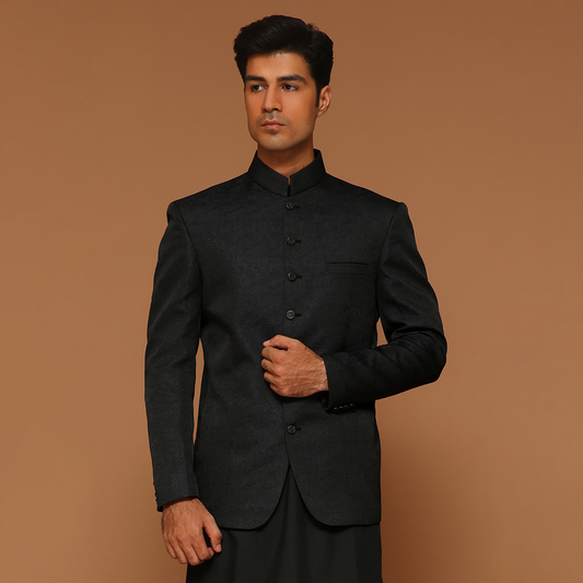 Jamawar Majolica Blue Traditional Jacket