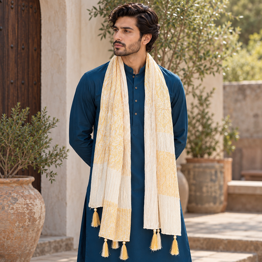 Jamawar Off White Stole