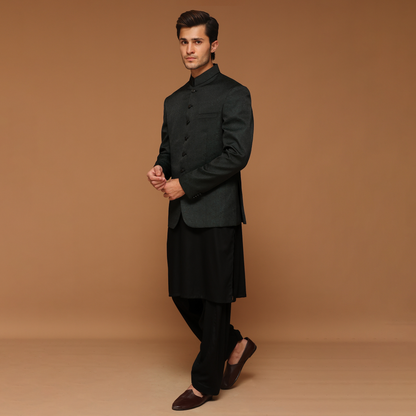 Jamawar Tropical Green Traditional Jacket