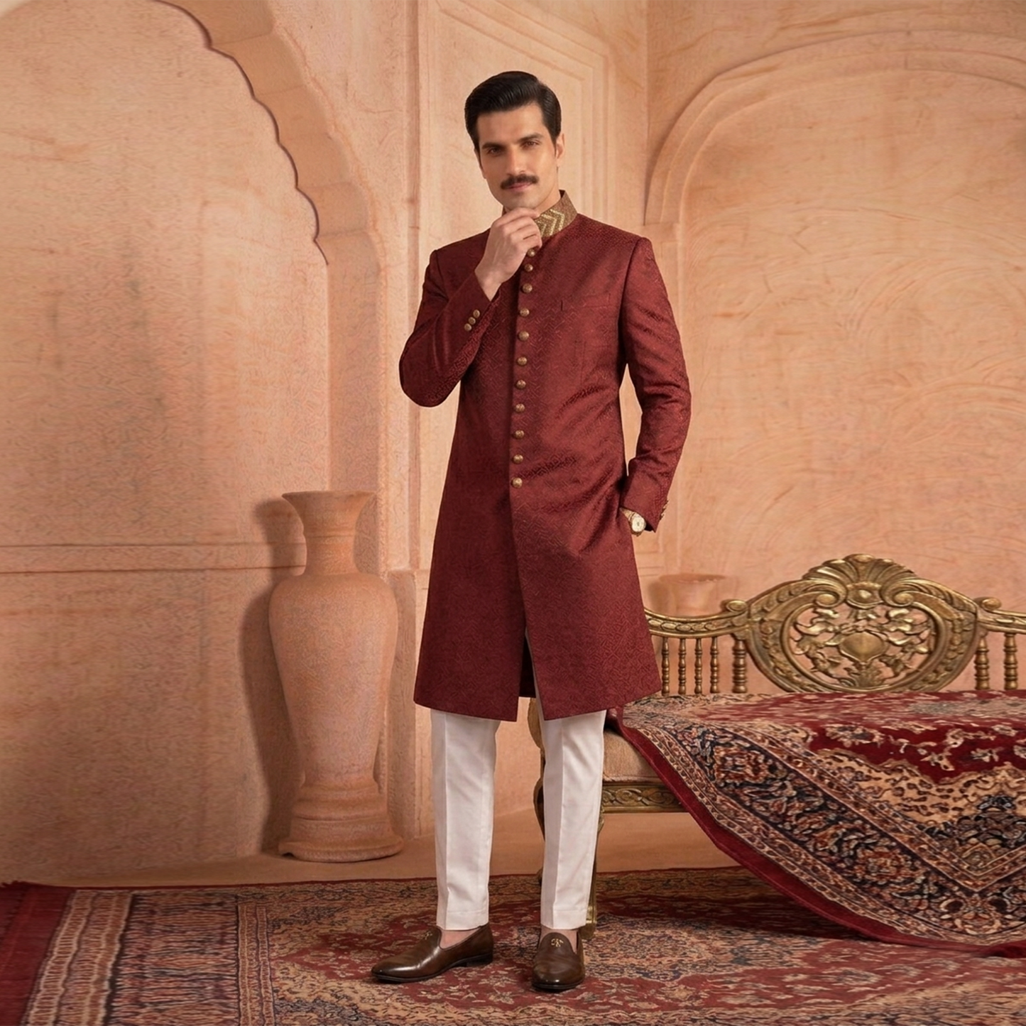 Jamawar Wine Tasting Traditional Sherwani