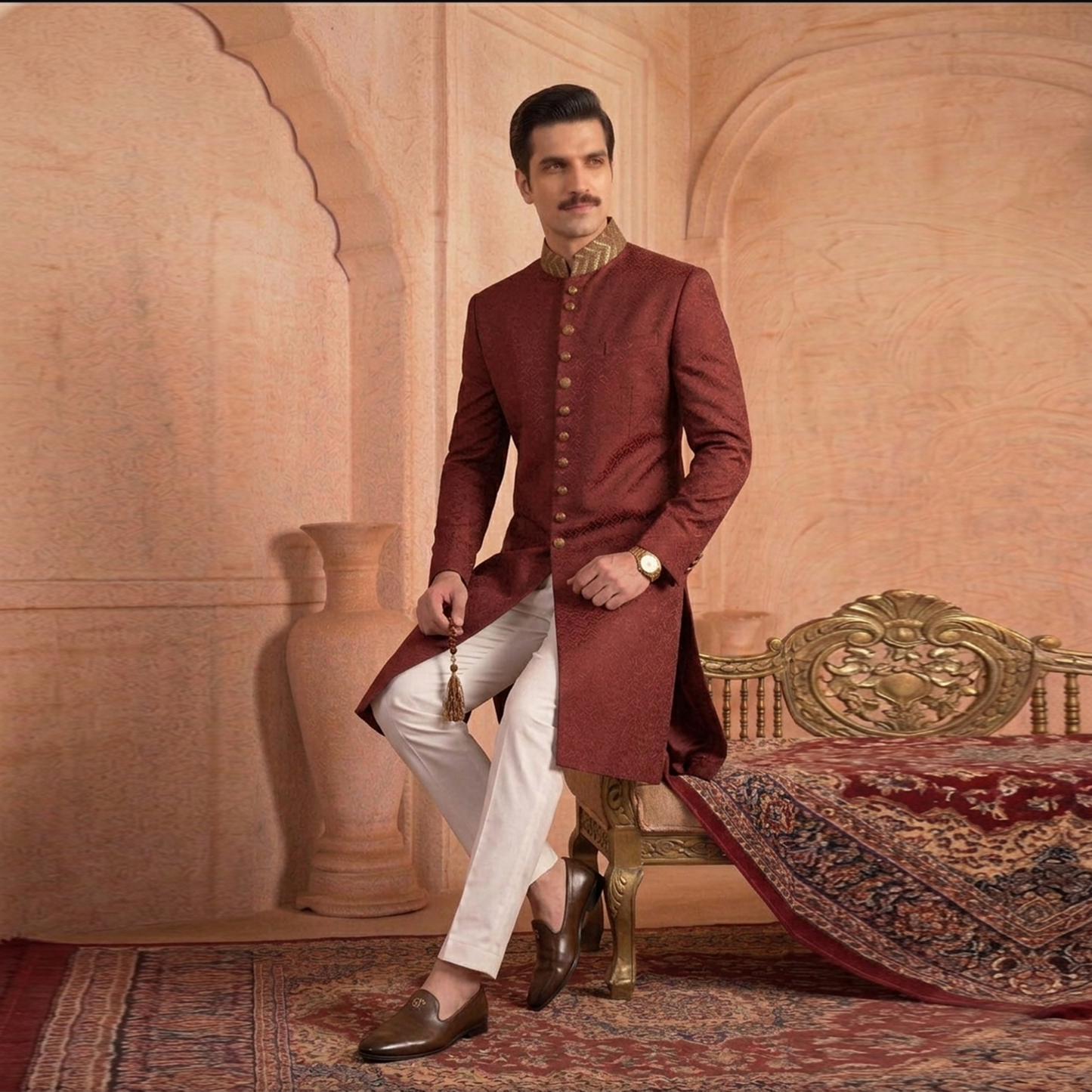 Jamawar Wine Tasting Traditional Sherwani
