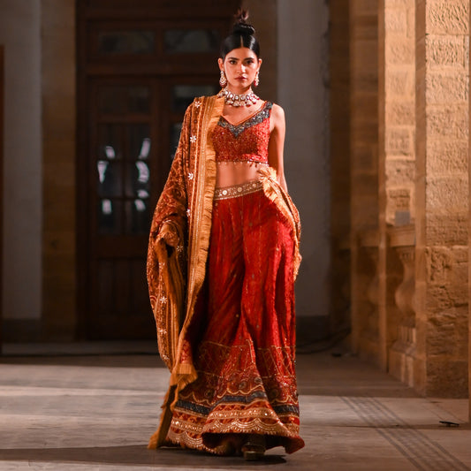 Maroon Embroidered Blouse with Ajar & Jamawar Shawl