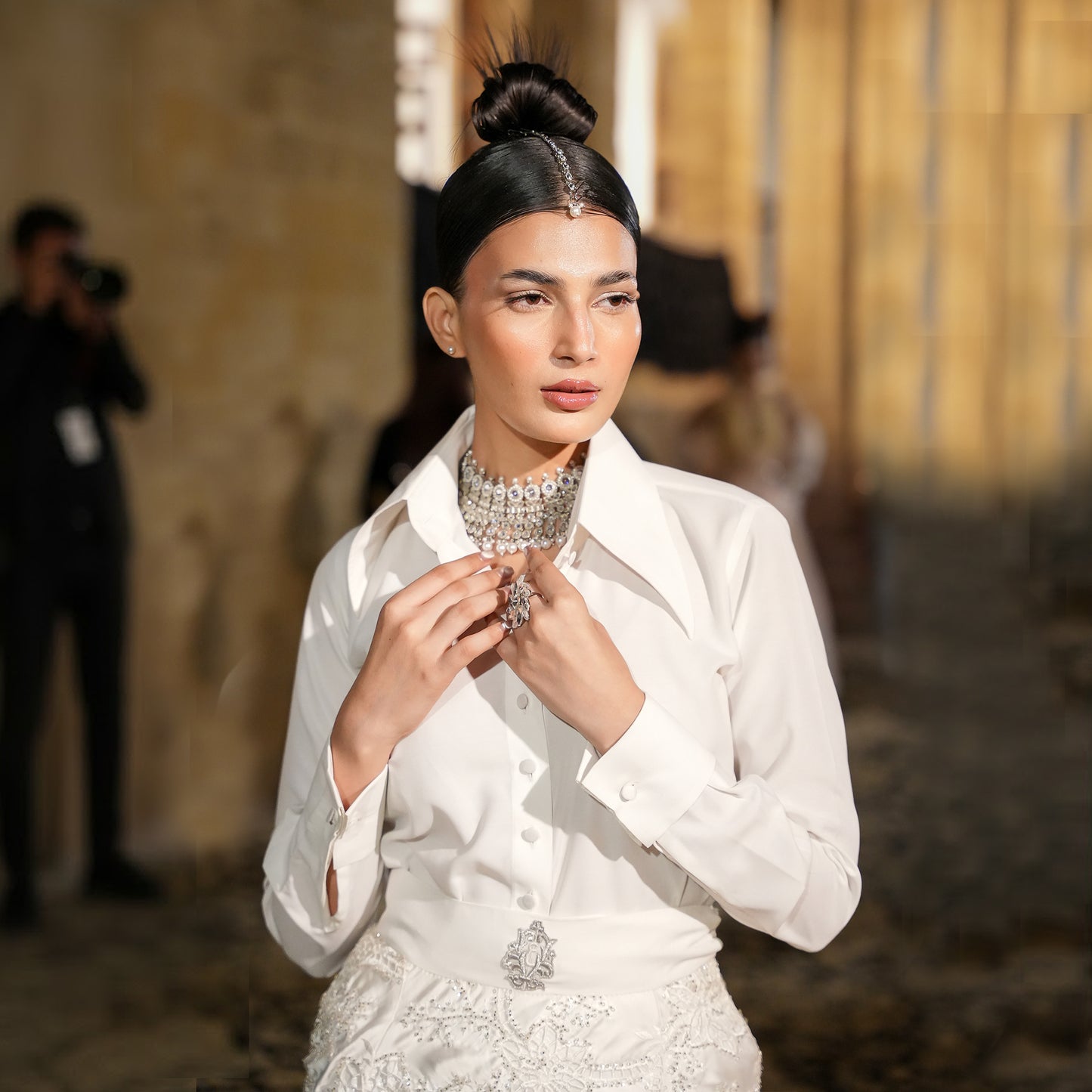 Mermaid Ivory Couture Lehenga with Satin Shirt