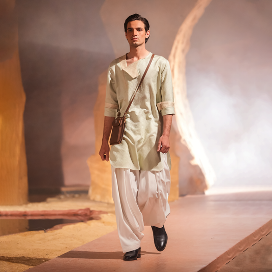 Mint Green Soft Jamawar Afghani Kurta Set