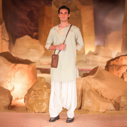 Mint Green Soft Jamawar Afghani Kurta Set