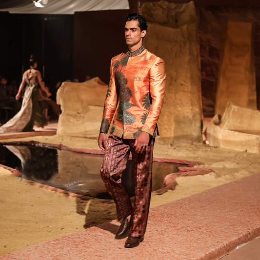 Nakhlistan Hand-Embroidered Prince Jacket Set