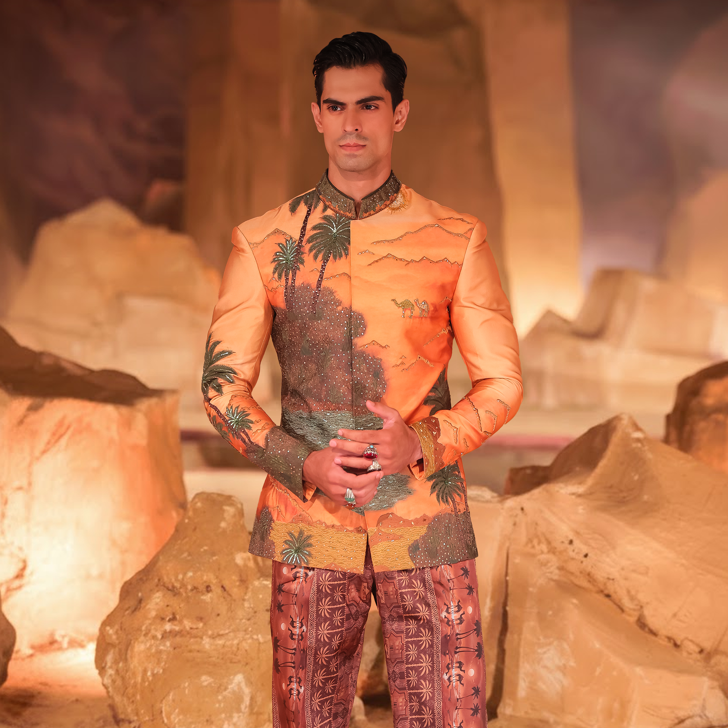 Nakhlistan Hand-Embroidered Prince Jacket Set