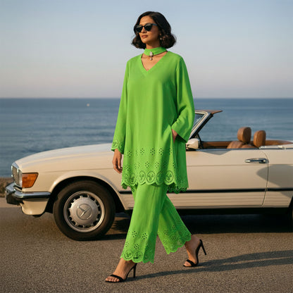 Neon Green Band Collar Co-ord Set