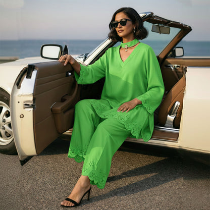 Neon Green Band Collar Co-ord Set