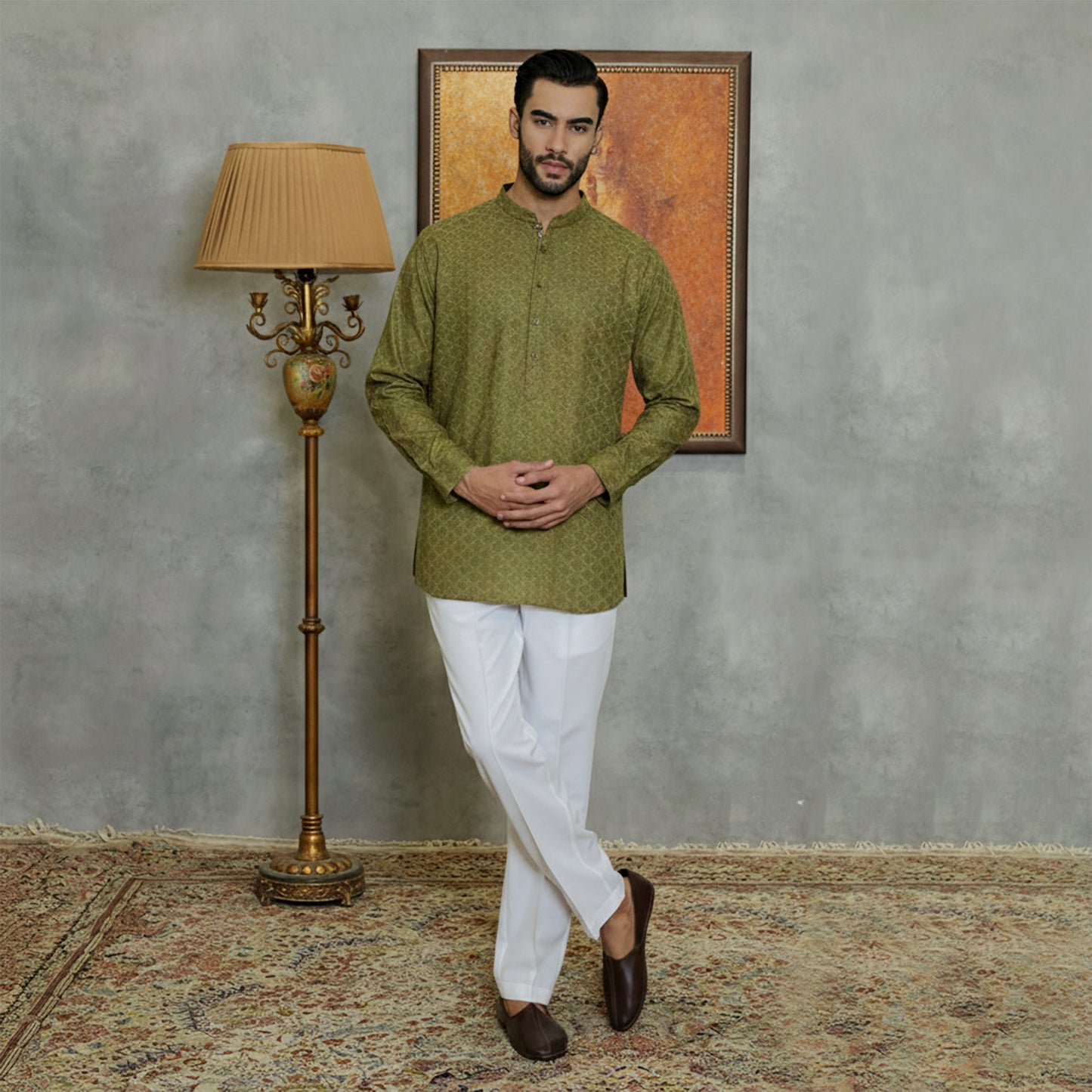 Olive COTTON KURTA