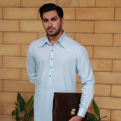 PV Slim Fit Baby Blue Plain Suit