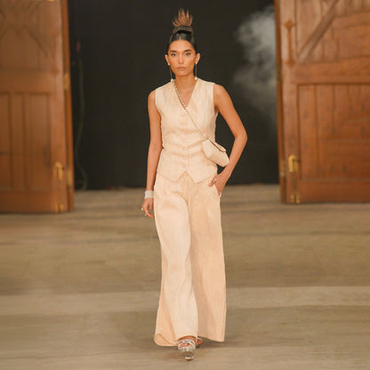 Pastel Pink Crushed Jamawar Couture Suit