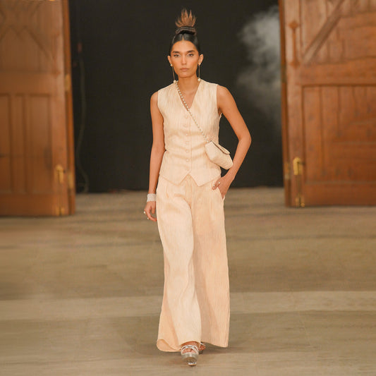 Pastel Pink Crushed Jamawar Couture Suit
