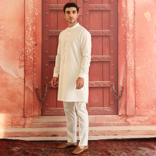 Poly Viscose Cloud Dancer  Slim Fit Suit