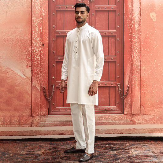 Poly Viscose Cloud Dancer  Slim Fit Suit