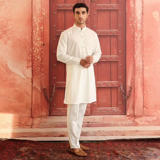 Poly Viscose Cloud Dancer  Slim Fit Suit