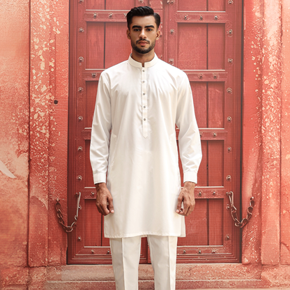 Poly Viscose Cloud Dancer  Slim Fit Suit