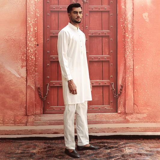 Poly Viscose Cloud Dancer  Slim Fit Suit