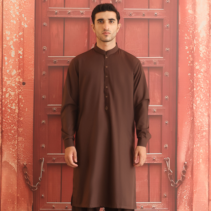 Poly Viscose Dark Brown Classic Fit Suit