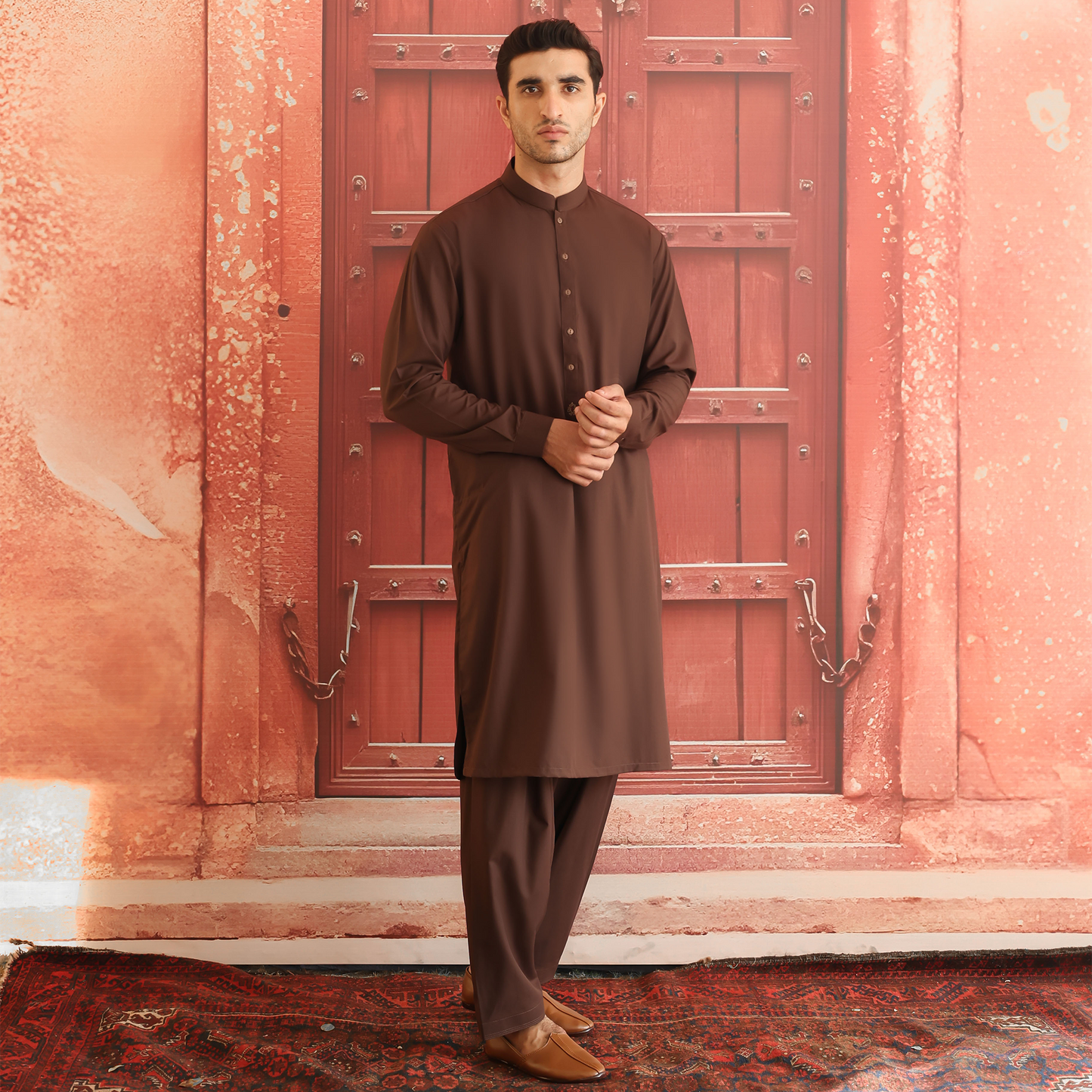 Poly Viscose Dark Brown Classic Fit Suit