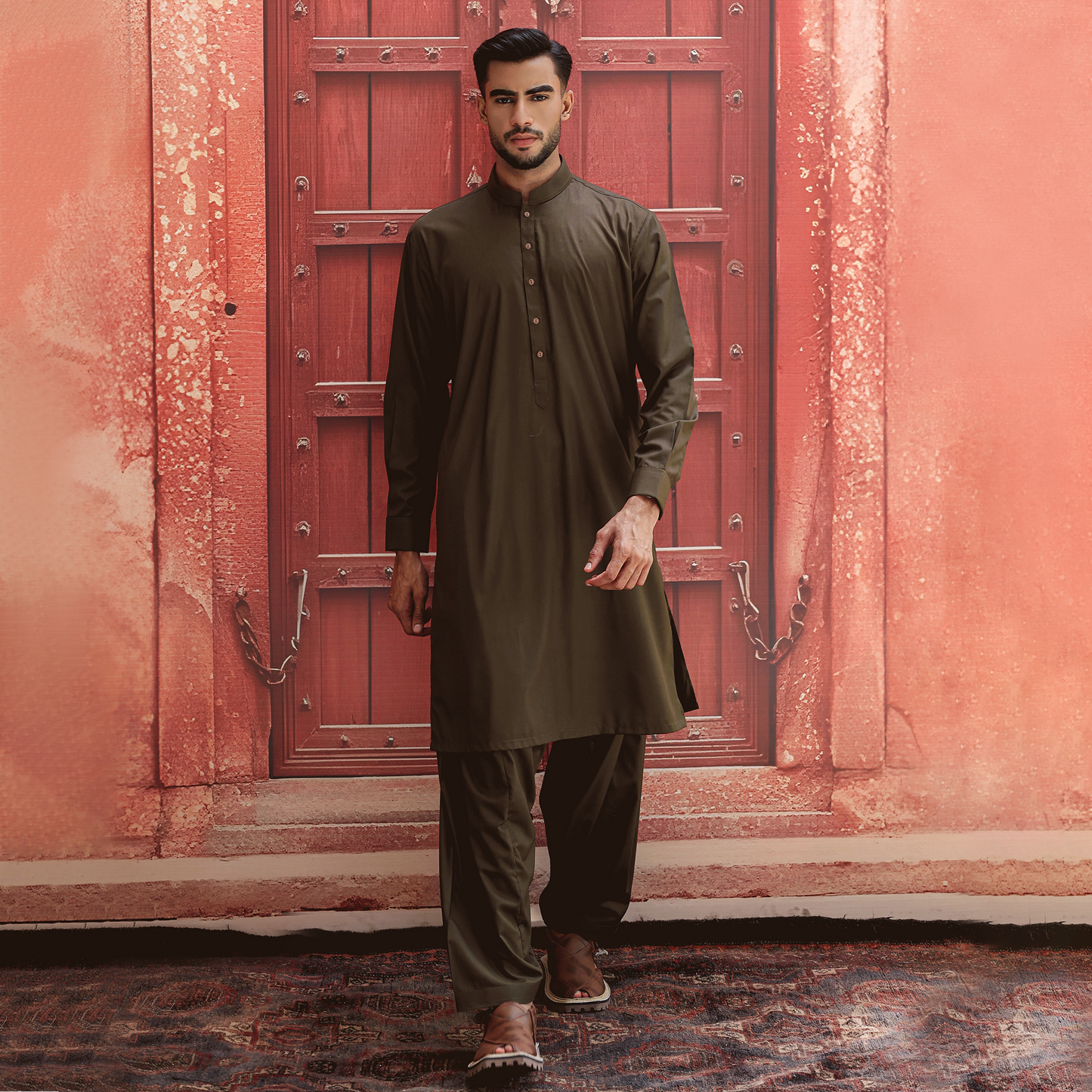 PV Plain Dark Olive Slim Suit