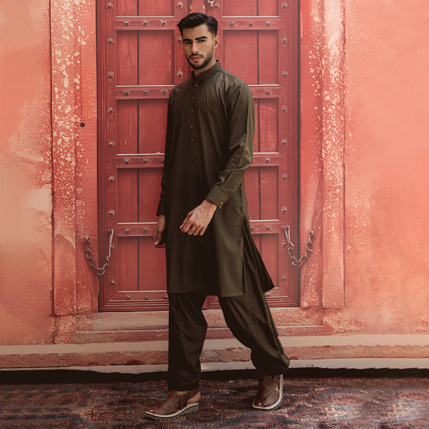 PV Plain Dark Olive Slim Suit