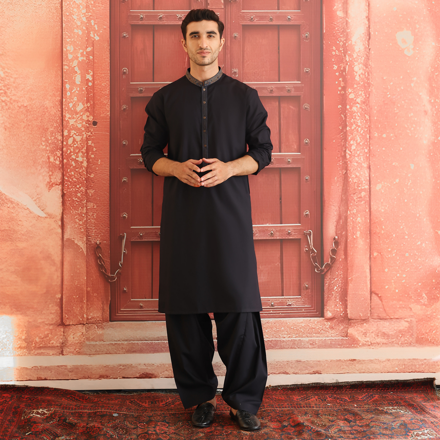 Poly Viscose Outer Space Classic Fit Embroidered Suit