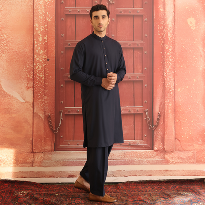 Poly Viscose Outer space Classic Fit Suit