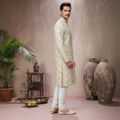 Premium Chiffon Beige Emb Couture Suit