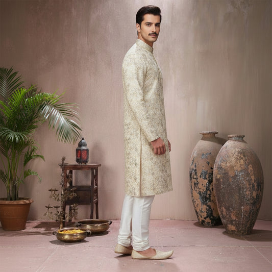 Premium Chiffon Beige Emb Couture Suit