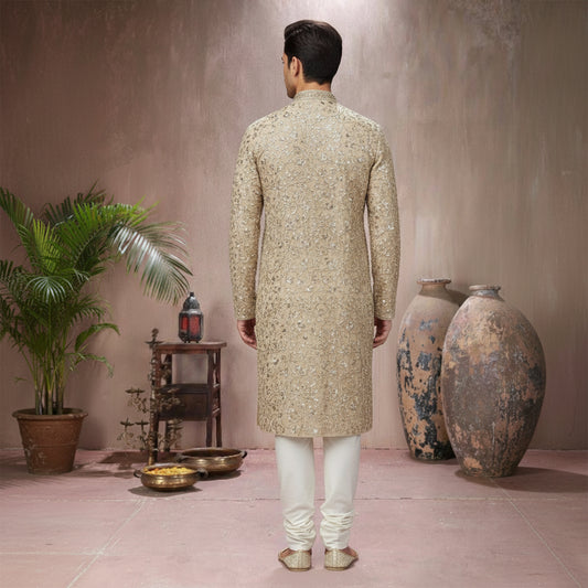 Premium Chiffon Gold Emb Couture Suit