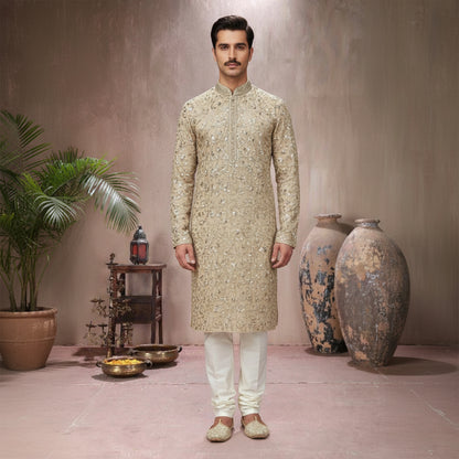 Premium Chiffon Gold Emb Couture Suit