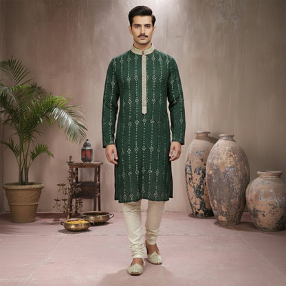 Premium Chiffon Green Emb Couture Suit