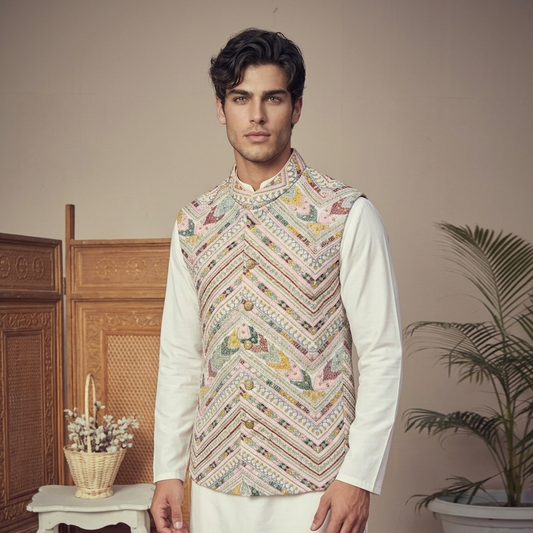 Premium Chiffon Pink Waistcoat