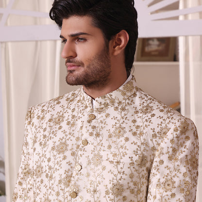 Premium Cotton Net Off White Jacket