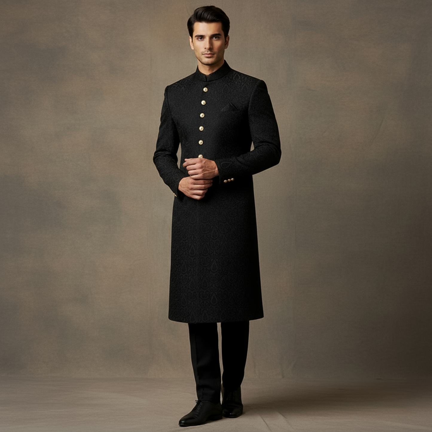 Premium Georgette Tap Shoe Embroidered Sherwani