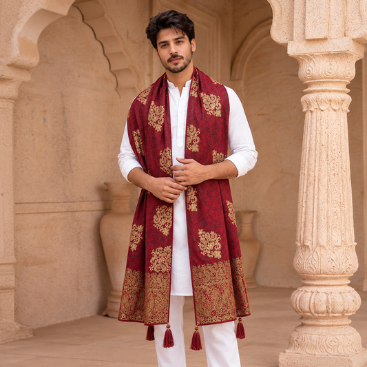Premium Jamawar Maroon Shawl