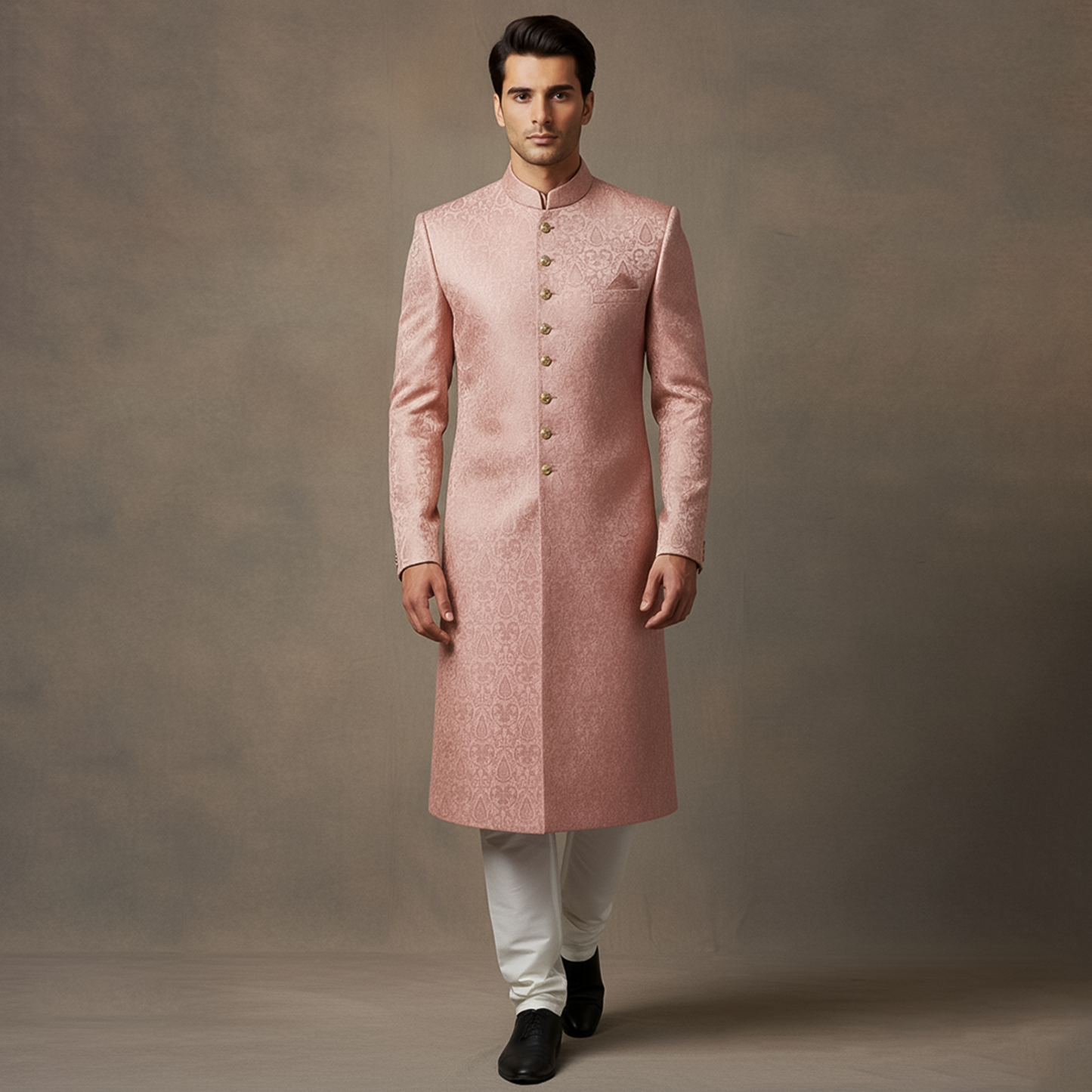 Premium Jamawar Pink Sherwani