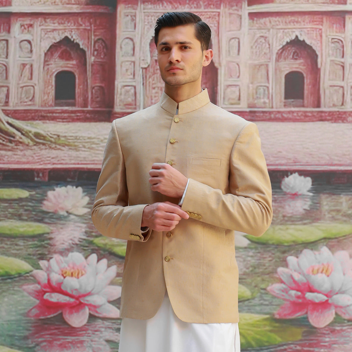 Premium Jamawar Sesame Couture Jacket