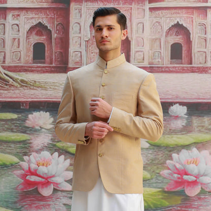 Premium Jamawar Sesame Couture Jacket