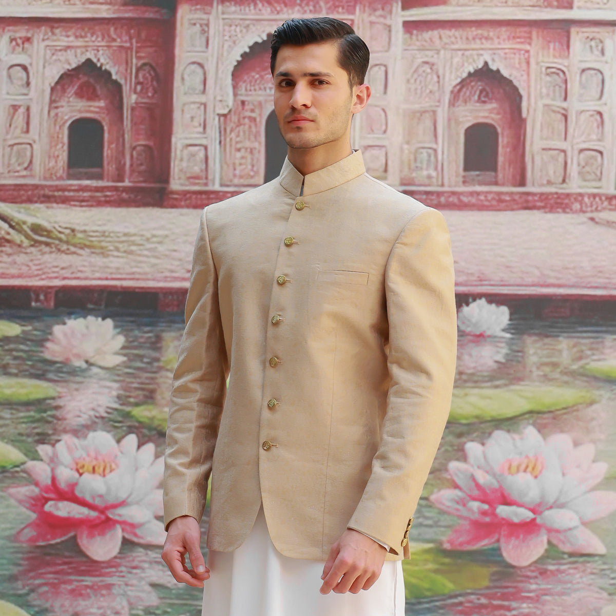 Premium Jamawar Sesame Couture Jacket