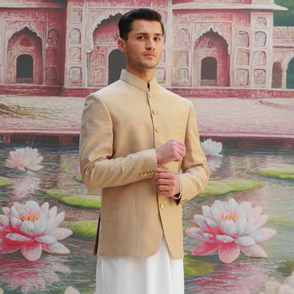 Premium Jamawar Sesame Couture Jacket