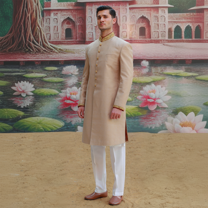 Premium Jamawar Sesame Couture Sherwani